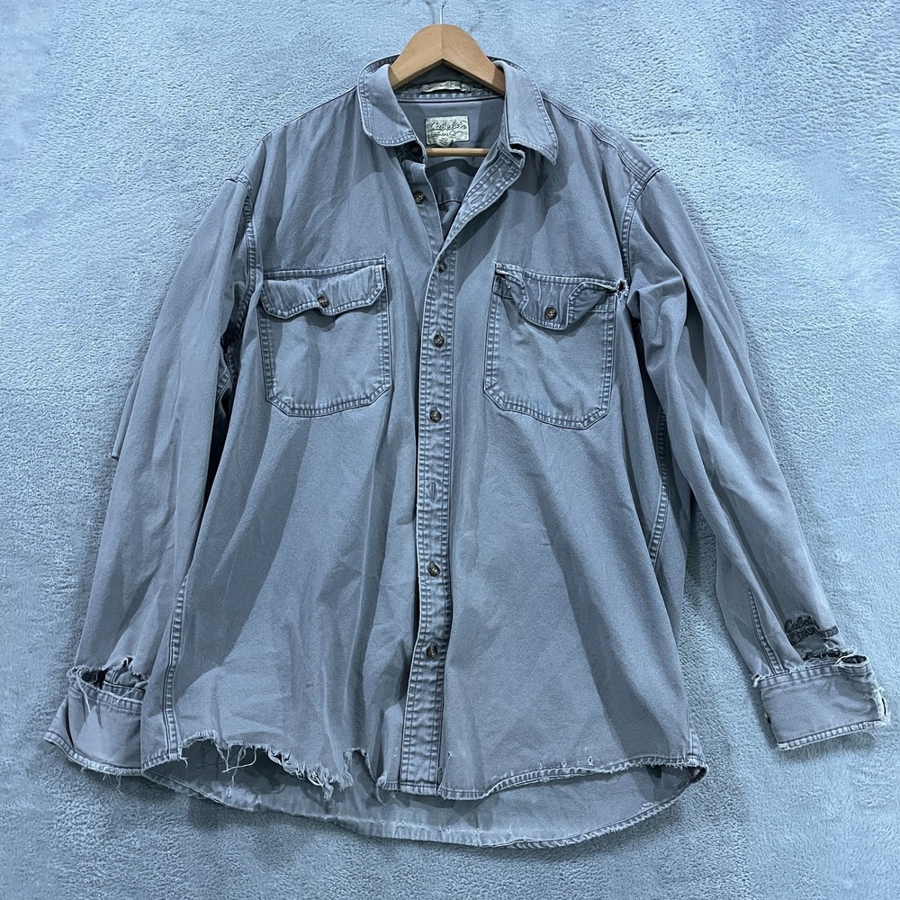 Cabela's Roughneck Men's L Shirt Stonewash Canvas Heavyweight Western Work 90s